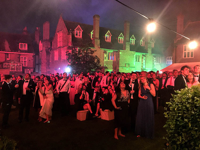  Students at RGS Guildford enjoying the Musical Firework display for their leavers prom 