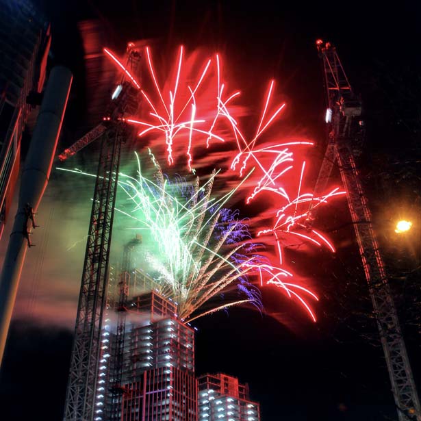 Roof top firework displays in central London